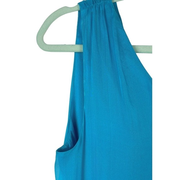 Alice + Olivia Blue Asymmetrical Ruffle Hem Silk Sleeveless Mini Dress Small - Picture 5 of 12